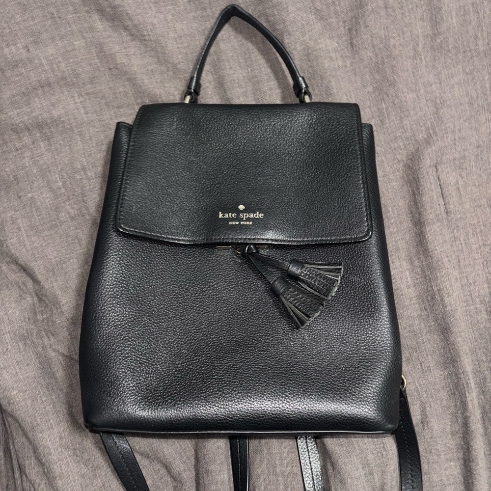 Kate Spade Black Pebbled Backpack